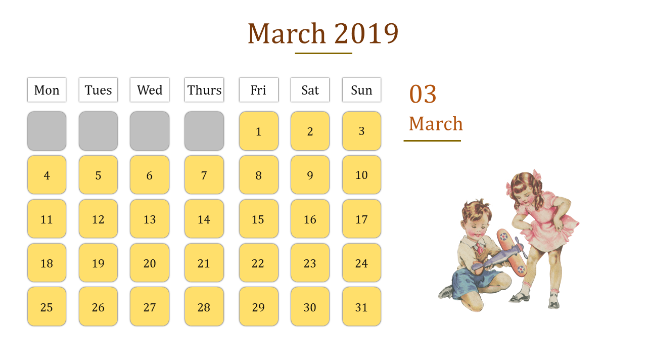 calendar presentation template-March 2019-16-9